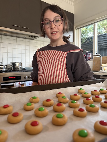 Sophie baking cookies